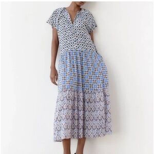 Zara patchwork Midi dress with pockets- Size M